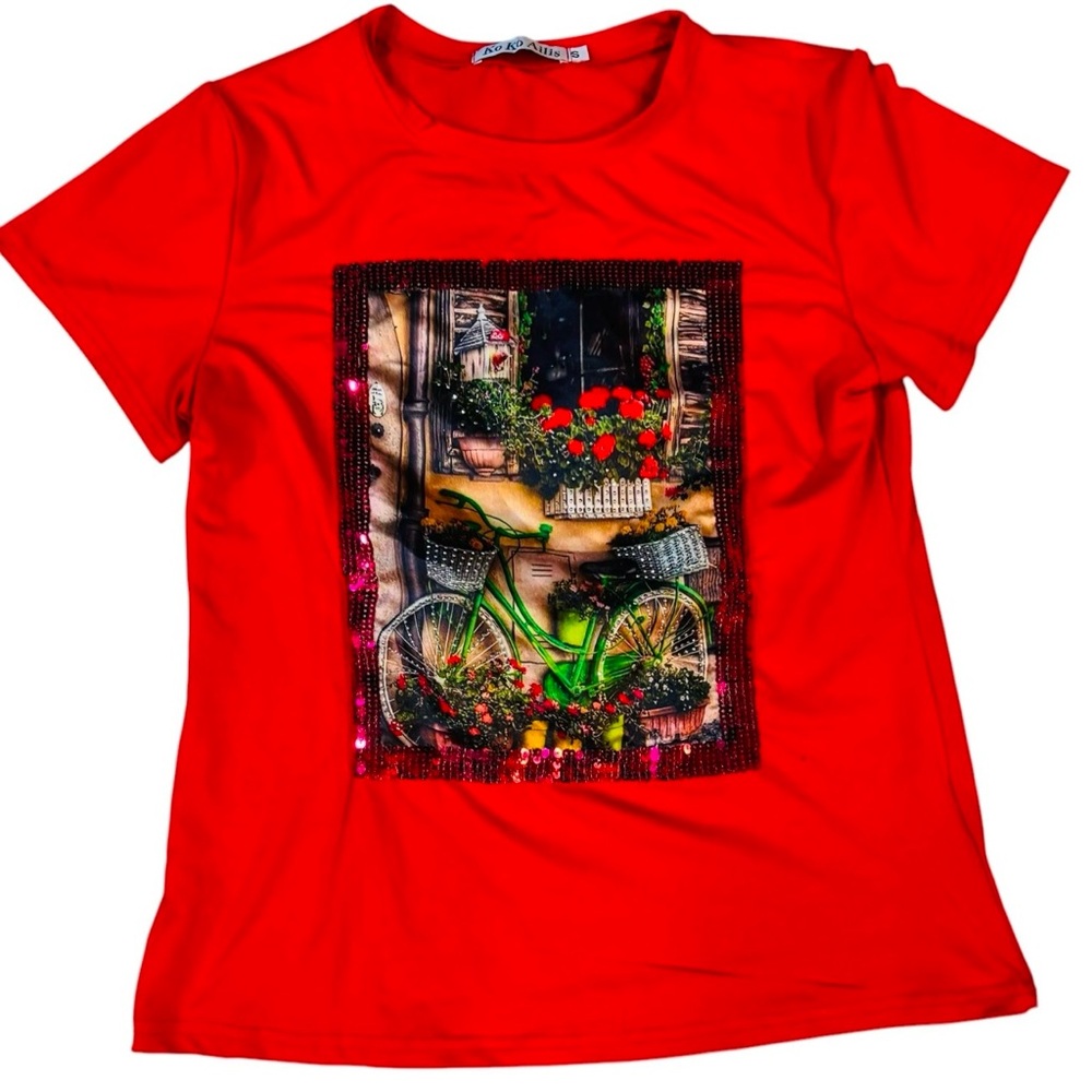 Koko Ailis  Sz S Short Sleeve Tshirt Red Woman